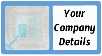 Custom printed RF security stickers with example branding