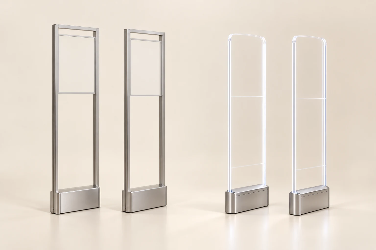 Representative aluminum and clear acrylic security towers